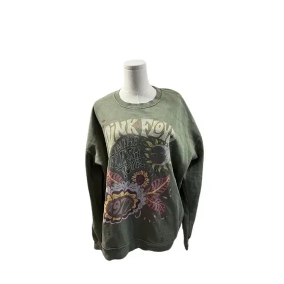 Pink Floyd In The Flesh Tour Graphic Sweatshirt XL Green Vintage Style - Picture 5 of 9